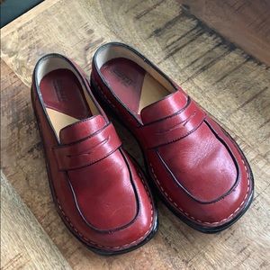 Red Leather Born Slide On Clogs